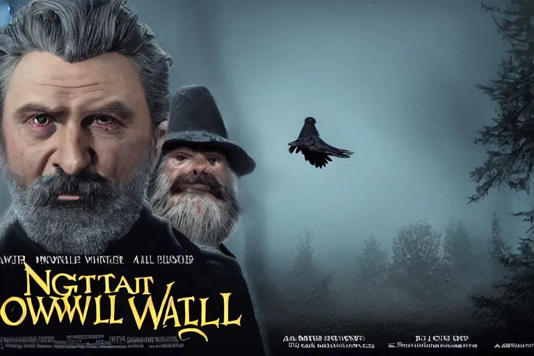 Prompt: a movie poster for nightwell manor. there is a realistic facial closeup of an axe murdering serial killer with grey hair and a beard, set in victorian times. there is blood everywhere and crows and bugs are flying in the background, realistic octane render, unreal engine, trending on artstation