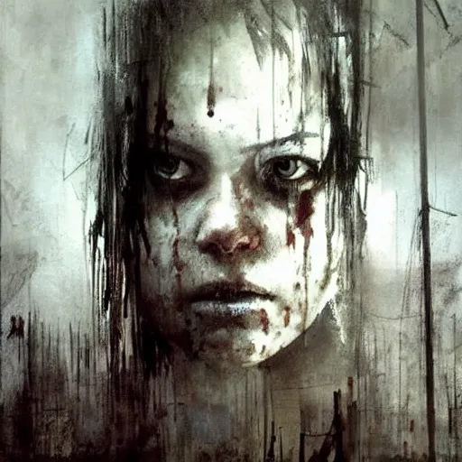 Prompt: the walking dead poster drawn by jeremy mann