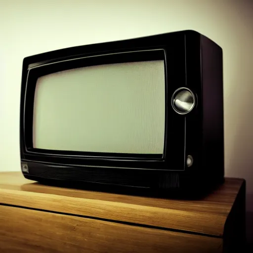 Prompt: white black photo of a broken old TV on a living room