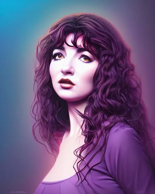 Image similar to richly detailed color illustration young kate bush illustrated by artgerm and mina petrovic and timothy kong and marina federovna. 3 - d shadowing