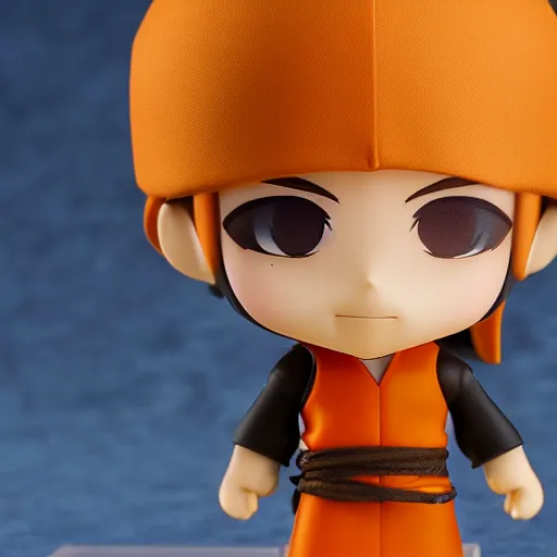 Image similar to side view of an arabic ninja boy as nendoroid in arabic clothes, side view, 8 k hd dof, kodak film,