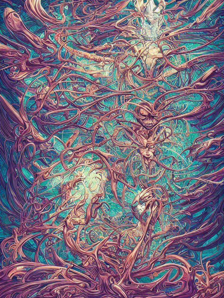 Image similar to android jones alex grey alex grey mark cooper artgerm artstation award winning photorealistic detailed hypervivid intense fantasy concept art, hypervivid intense mcbess, the sea by dan mumford