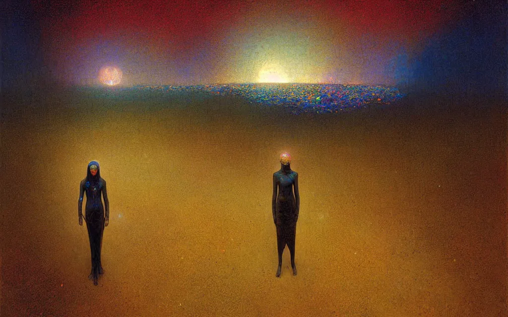 Prompt: iridescent hyperpop cyberpunk opal desert, future perfect, award winning digital art by santiago caruso and odilon redon