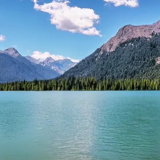 Prompt: a beautiful lake with mountains in the background