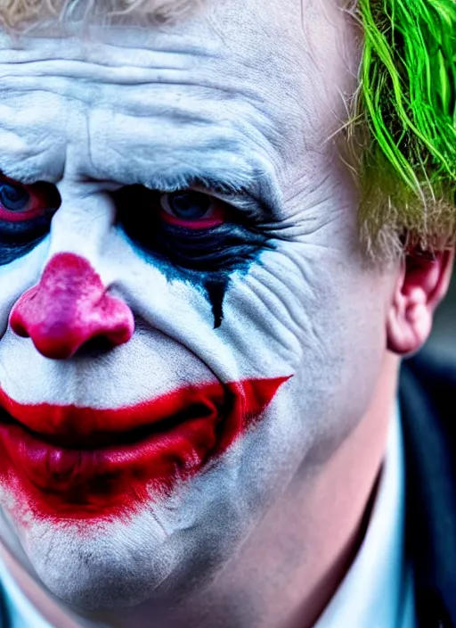 Image similar to film still of boris johnson as joker in the new joker movie, 4 k