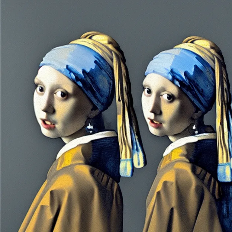 Image similar to A beautiful ragdoll cat with a pearl earring by Johannes Vermeer