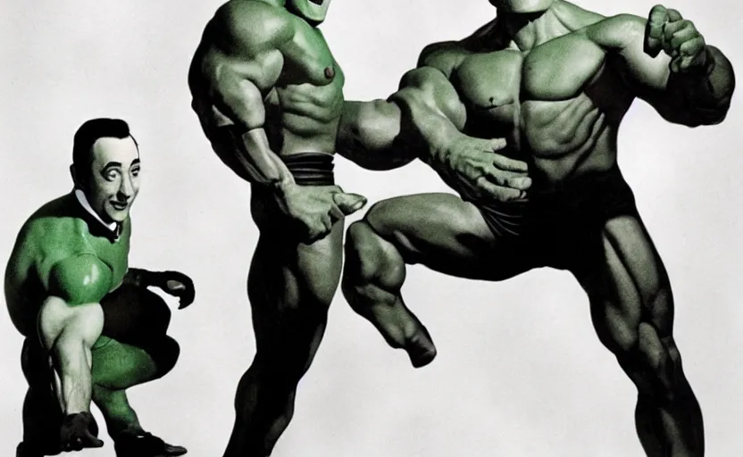 Prompt: peewee herman as the hulk, cinematic movie still