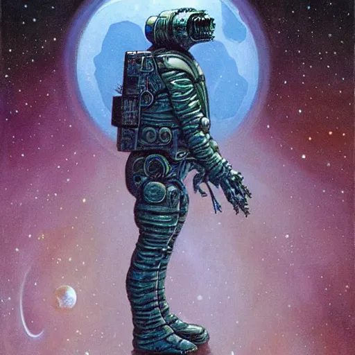 Prompt: Undead Astronaut in Space by Gerald Brom