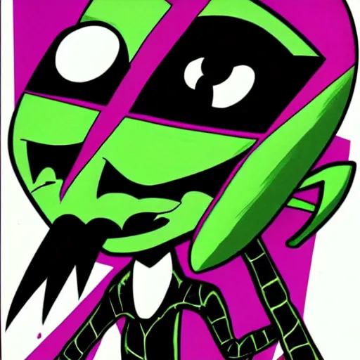 Image similar to Zim!!! from Invader Zim, in the style of artist Kim Jung Gi,