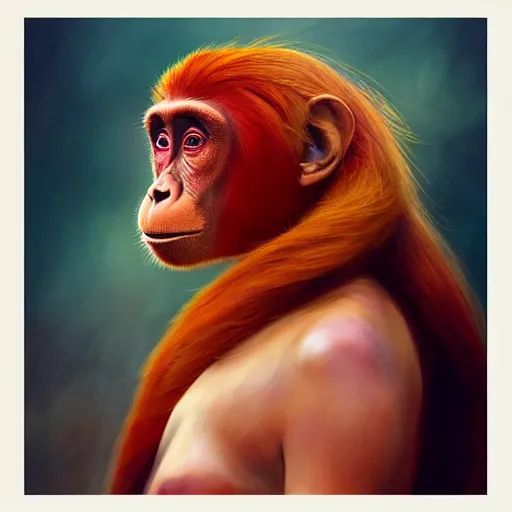 Image similar to Africa, beautiful portrait of many Emma Watsons jumping like a ginger big red monkey, face like monkey with banana on palms, many Emma Watson actress monkey face paint chimping , like , powerful , magic, thunders, dramatic lighting, intricate, wild, highly detailed, digital painting, artstation, concept art, smooth, sharp focus, illustration, art by artgerm and greg rutkowski and alphonse mucha, footage