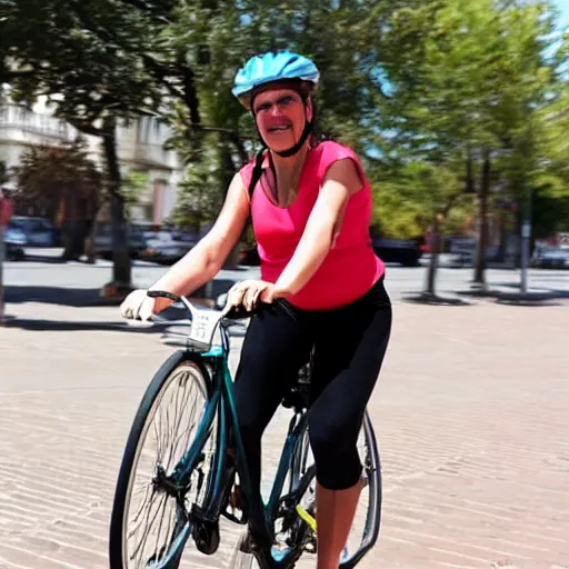 Image similar to esperanza macarena from seville riding a bicycle