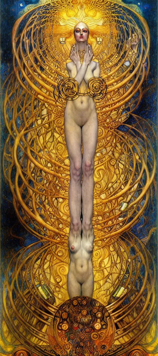 Image similar to Divine Chaos Engine by Karol Bak, Jean Delville, William Blake, Gustav Klimt, and Vincent Van Gogh, symbolist, visionary