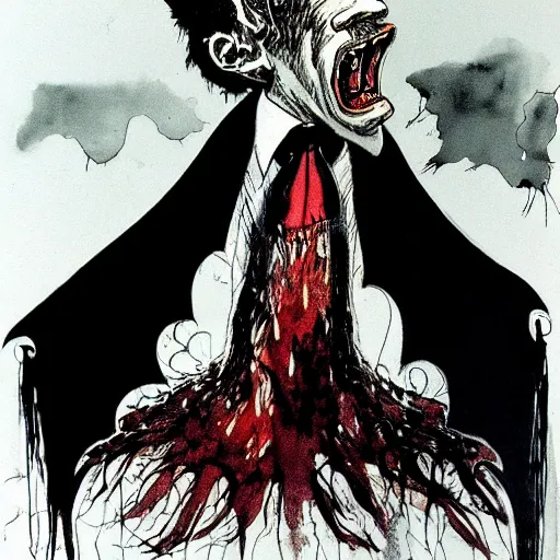 Prompt: portrait of dracula by ralph steadman