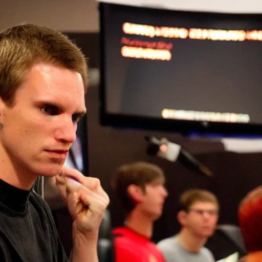 Image similar to white man with long neck at fighting game tournament