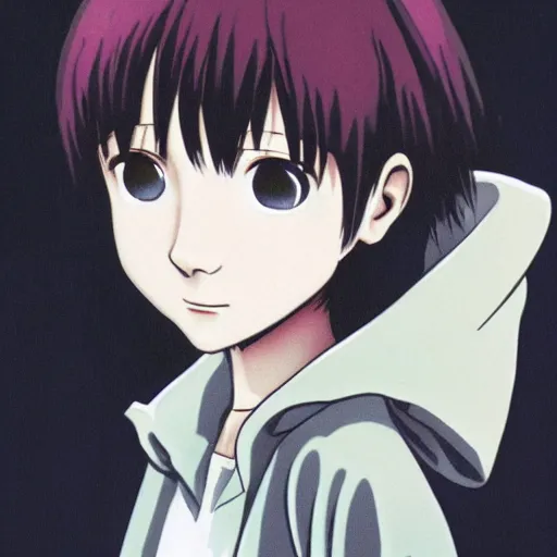 Image similar to a portrait of Lain from serial experiments: Lain Shinji Aramaki