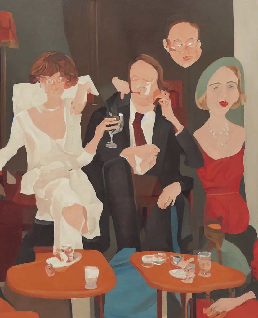 Image similar to creamy, delicious painting, portrait of a couple on a date, by wes anderson