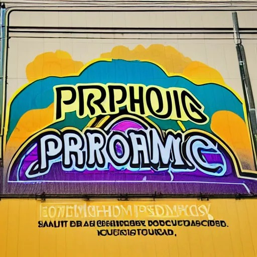 Image similar to psychedelic mushroom dispensary logo in a high billboard