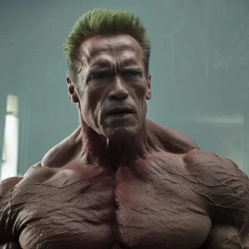 Image similar to film still of Arnold Schwarzenegger as Drax in Guardians of the Galaxy