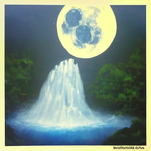 Prompt: waterfall over moon