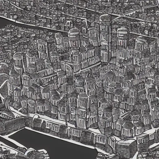 Prompt: A city surrounded by walls, digital art, ultra detailed