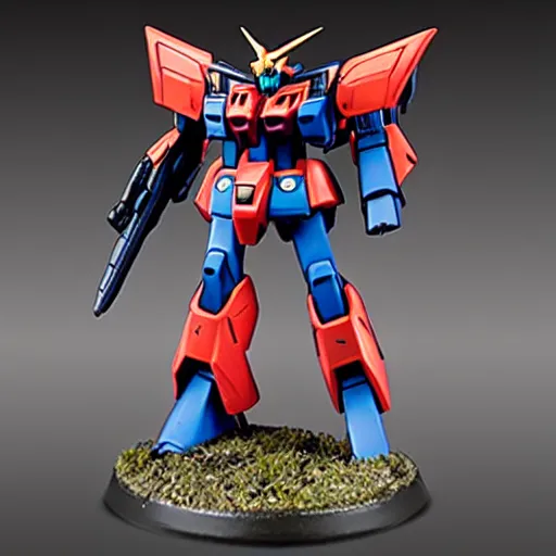 Prompt: Gundam Mech, painted Battletech miniature