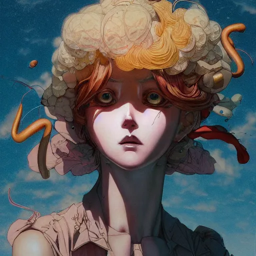 Image similar to prompt : glorious character portrait soft light painted by james jean and katsuhiro otomo and erik jones, inspired by evangeleon anime, smooth face feature, intricate oil painting, high detail illustration, sharp high detail, manga and anime 1 9 9 9