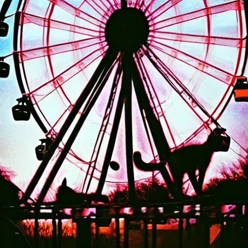 Image similar to !!! cat!!!, ( ferris wheel ), feline, sitting, riding, award winning photo