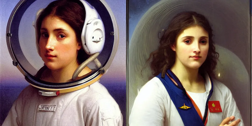 Prompt: astronaut portrait , by William-Adolphe Bouguereau.