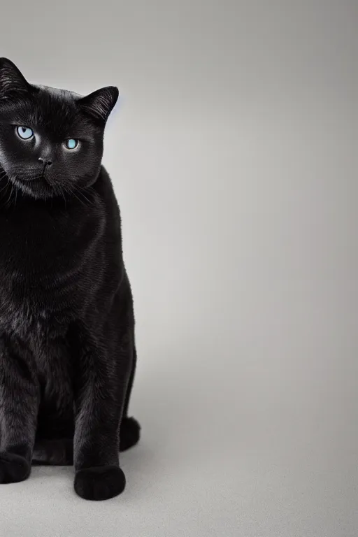 Image similar to studio photo of a black british shorthair cat