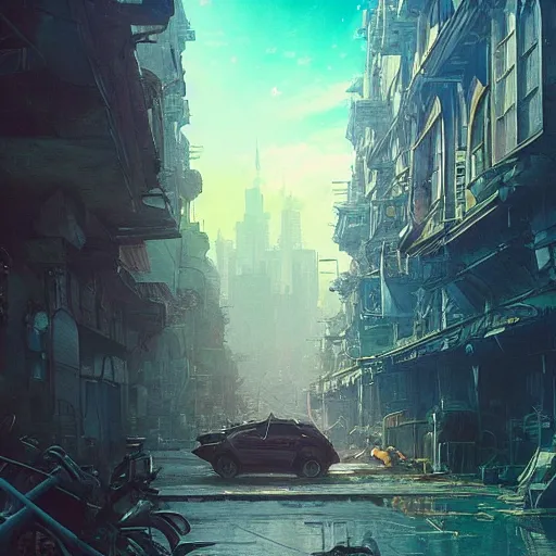 Image similar to post - apocalyptic manila, stephen bliss, unreal engine, fantasy art by greg rutkowski, loish, rhads, ferdinand knab, makoto shinkai and lois van baarle, ilya kuvshinov, rossdraws, tom bagshaw, alphonse mucha, global illumination, radiant light, detailed and intricate environment