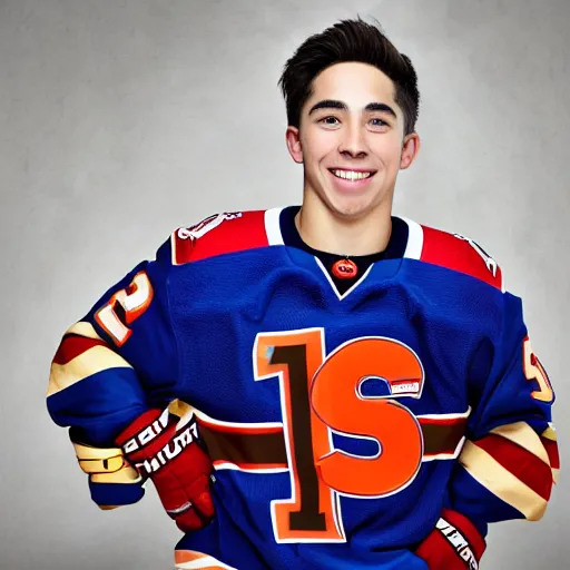 Prompt: An 8k photo portrait of Johnny Gaudreau, portrait, award winning photo, solid backgroun