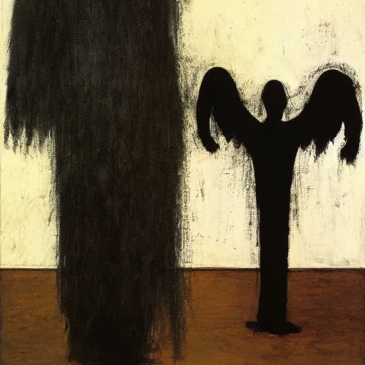 Prompt: the devil and a nun, art by cy twombly