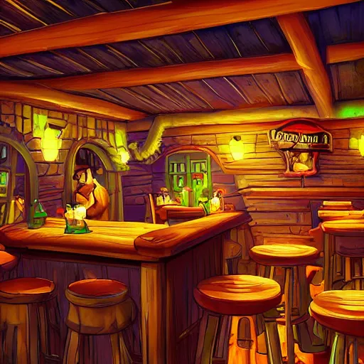 Prompt: secret of monkey island background, pub interior