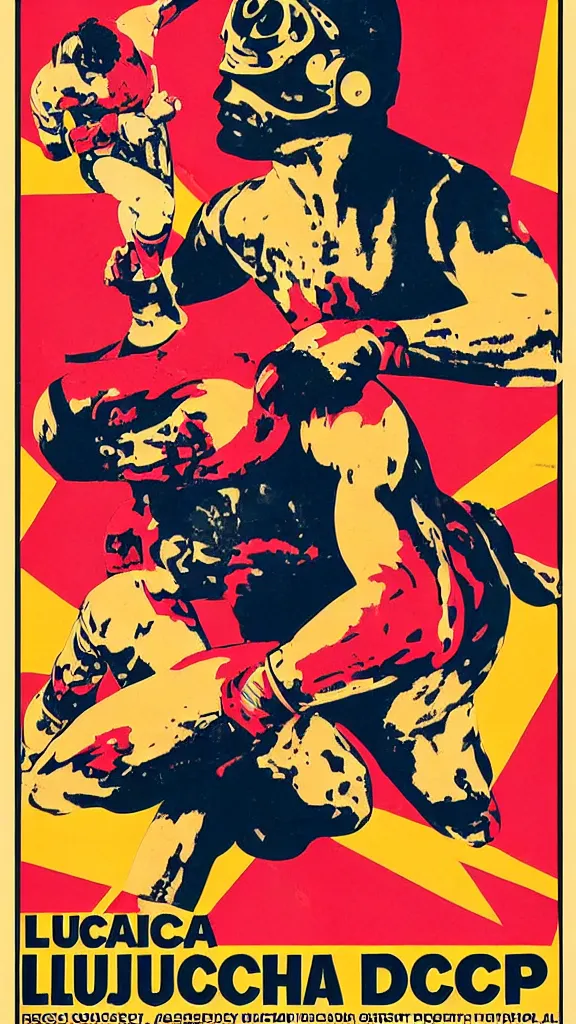 Prompt: lucha libre discjockey, vintage poster