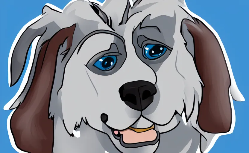 Prompt: an cartoon style anthropomorphic dog with blue eyes, anthro, furafinity, 4k, 8k