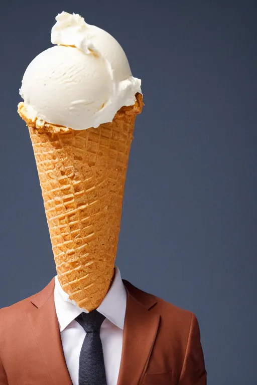 Image similar to 📷 conan o'brien the ice - cream cone 🍦, made of food, still image, dynamic lighting, 4 k