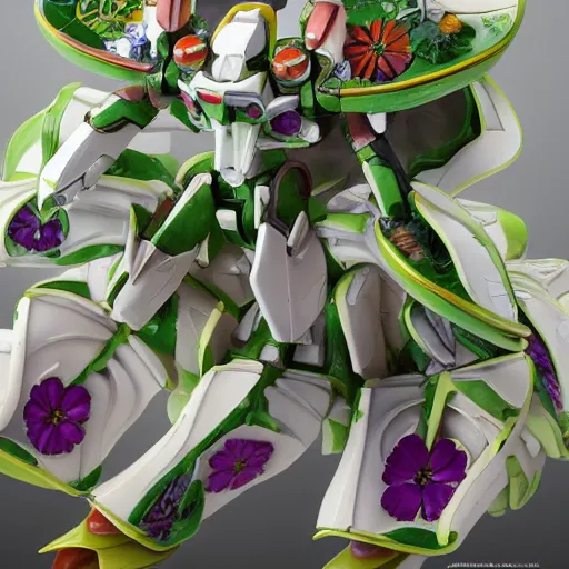 Image similar to futuristic pistia stratiotes mecha water lettuce upper body, sepals forming helmet, floral details, pistia, 8 k hd resolution, barbatos gundam with floral inlay, bandai box art, star wars, makoto kobayashi, frank gehry, raymond swanland