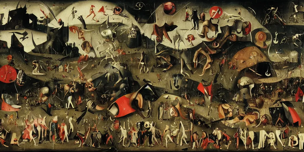 Prompt: Final scene of the Avengers movie by Hieronymus Bosch