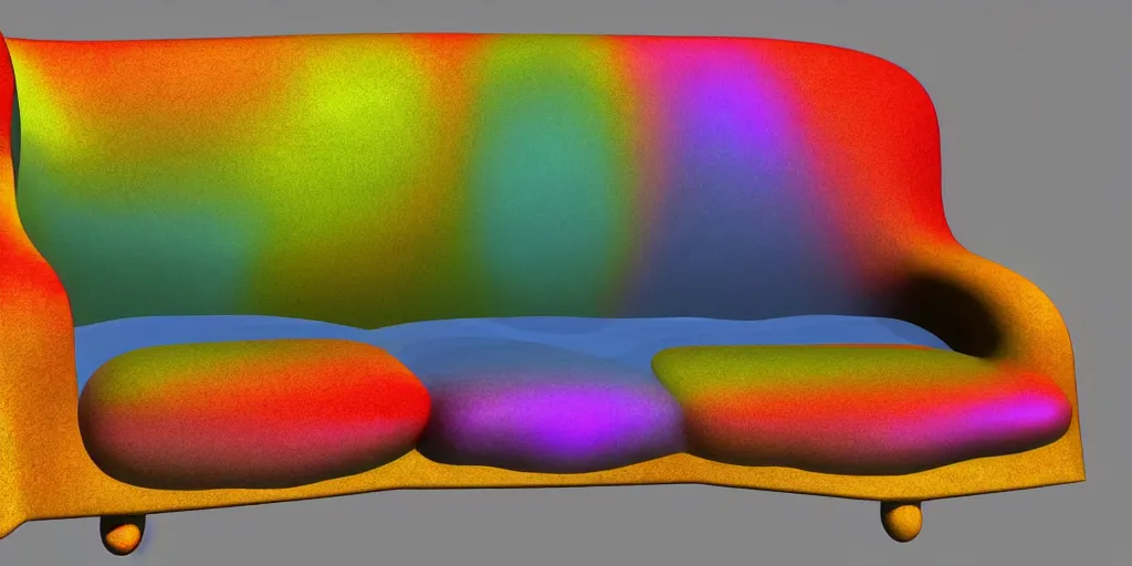 Prompt: 3 d model of a beautiful couch designed by salvador dali, detailed, harmonic colors