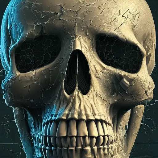 Image similar to portrait_of_a_melting_skull._intricate_abstract._intricate_artwork._by_Tooth_Wu_wlop_beeple_dan_mumford._octane_render_trending_on_artstat