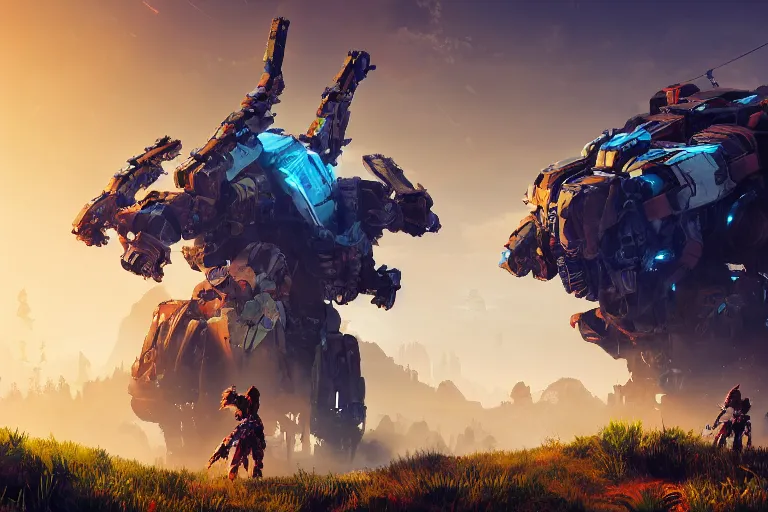 Image similar to scrapper machine mecanical creature robot of horizon forbidden west horizon zero dawn bioluminiscence global illumination ray tracing hdr fanart arstation by ian pesty and alena aenami artworks in 4 k