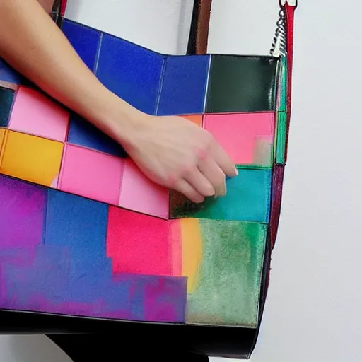 Image similar to designer handbag in the shape of an artist's palette