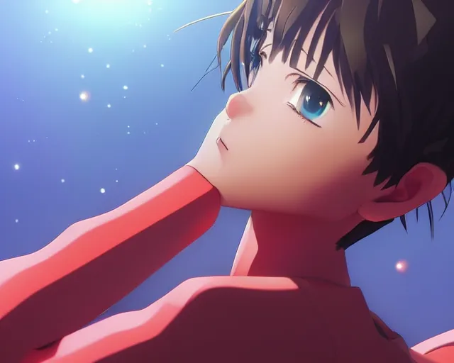 Image similar to photorealistic evangelion render, visual novel, detailed face, colorful, atmosphere cinematic, by wlop, by ilyu kuvshinov, soft shadows, concept art, super detailed, octane render, 8 k, unreal engine 5, super realistic, ufotable studio art style, trending in pixiv, japanese light novel cover