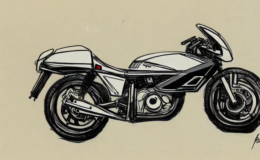 Image similar to 1 9 8 0 s honda sport motorcycle concept, sketch, art,