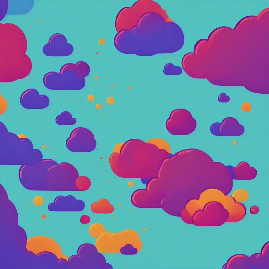 Image similar to a simple micro-service deployed to a public cloud, security, attack vector, trending on Artstation, painting by Jules Julien, Leslie David and Lisa Frank, muted colors with minimalism