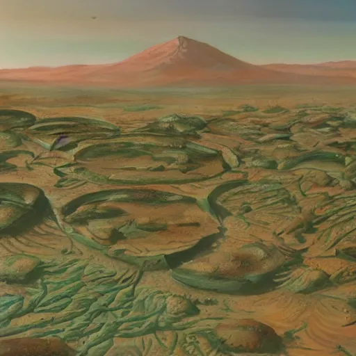 Image similar to detailed details photorealistic image of the latest green map of mars after terraforming in the style of moebius and alex ross, gouache and wash paints color, detailed details facial and body and human and environments and proportionate, detailed 5 k details.