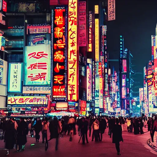 Image similar to a busy street filled with people in a futuristic tokyo with neon signs like blade runner 2 0 4 7