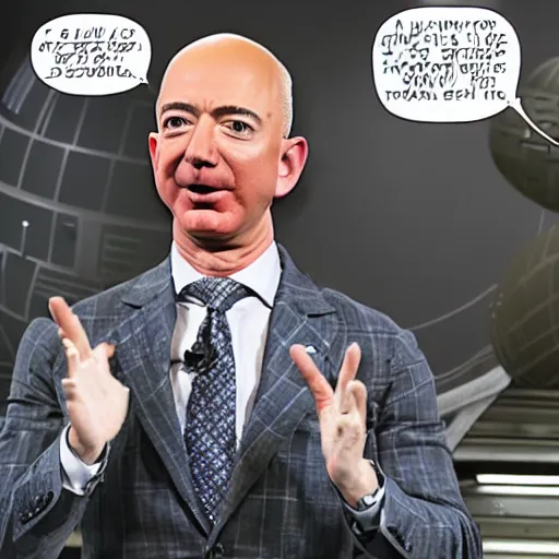 Image similar to Jeff Bezos as Vulture at the helm of the Death Star