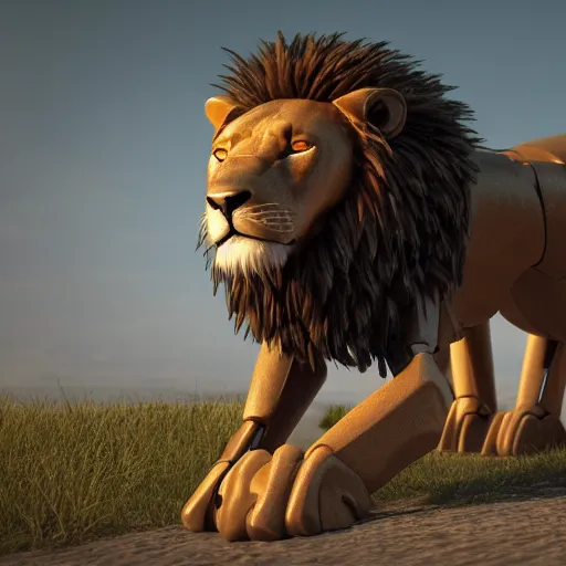 Image similar to a robot lion, unreal engine 5, 8k, realistic, smooth