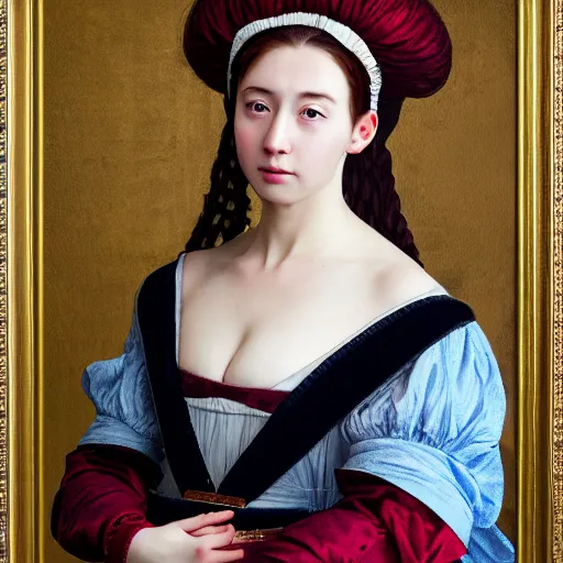 Image similar to Portrait of a Young lady wearing renaissance dress in the style of baroque manga realism 8K